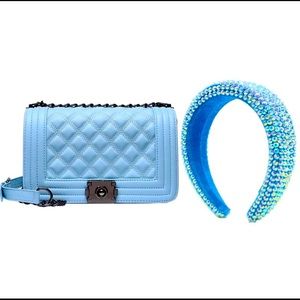 COPY - Baby blue handbag with  bling headband